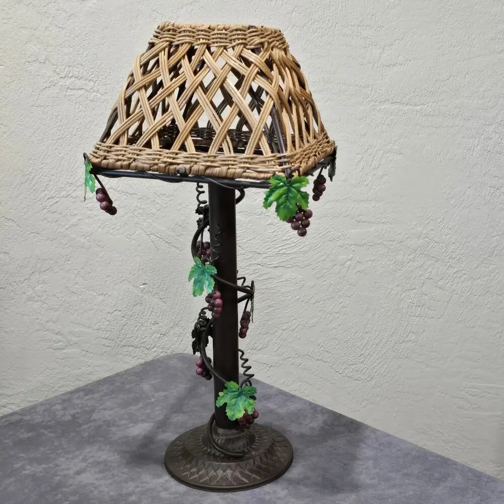 Vintage Bronze Grape Vine Wine Woven Wicker Rustic Style Tealight Candle Holder